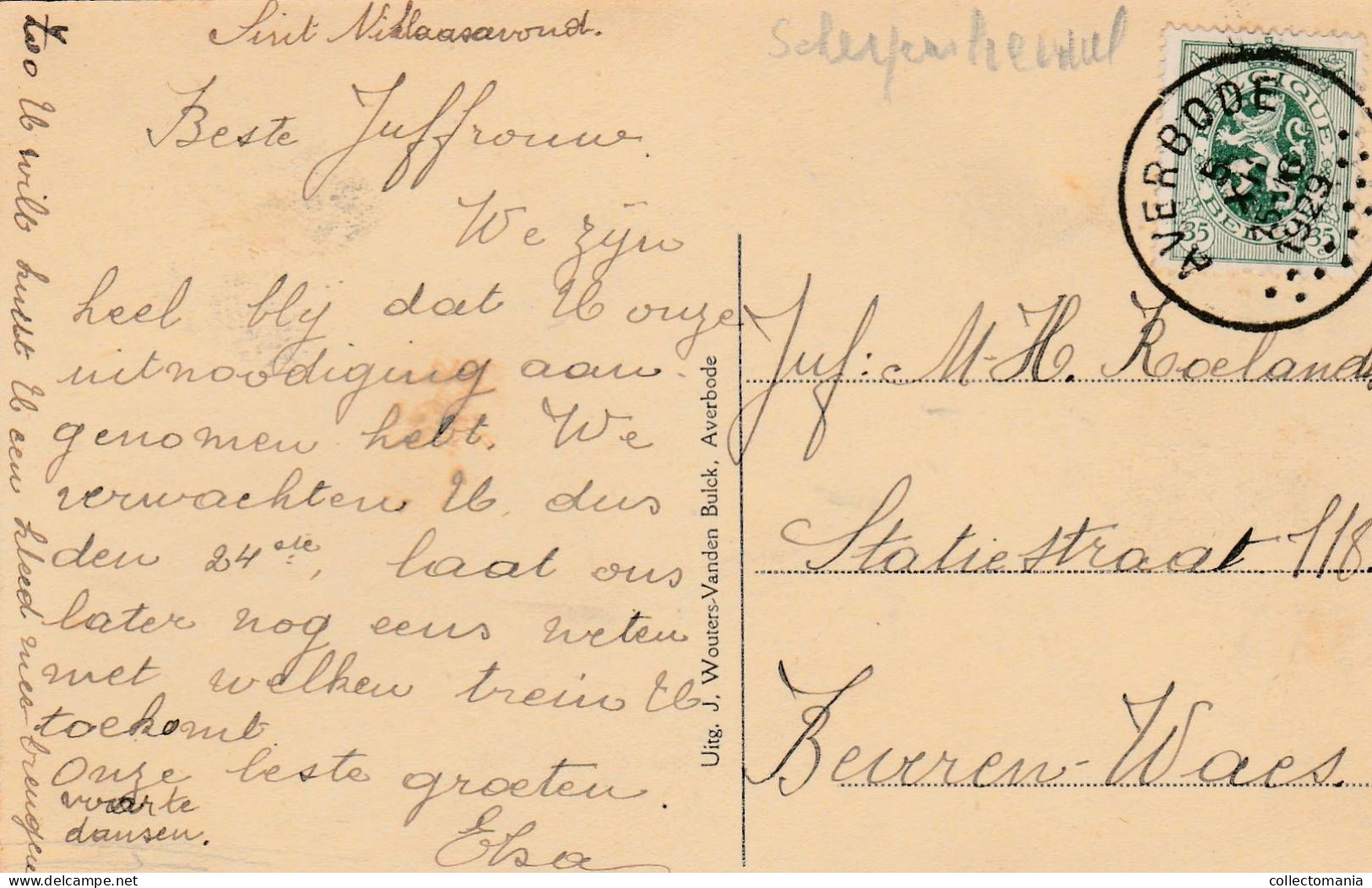 2 Oude Postkaarten Averbode Familiepensioen Ed. Adriaens  Sichem Zichem  Kerk & Klooster  1929 - Scherpenheuvel-Zichem