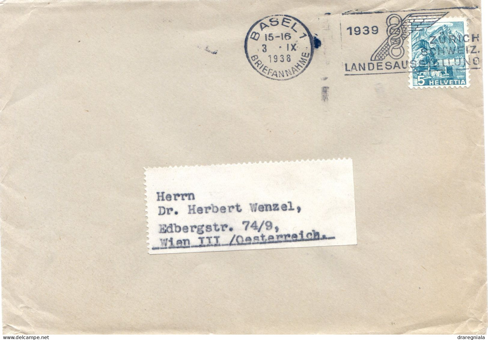 Mail Von Basel - Zurich Schweiz Landesausstellung 1939- N°195 - Exposition Nationale Suisse - Poststempel