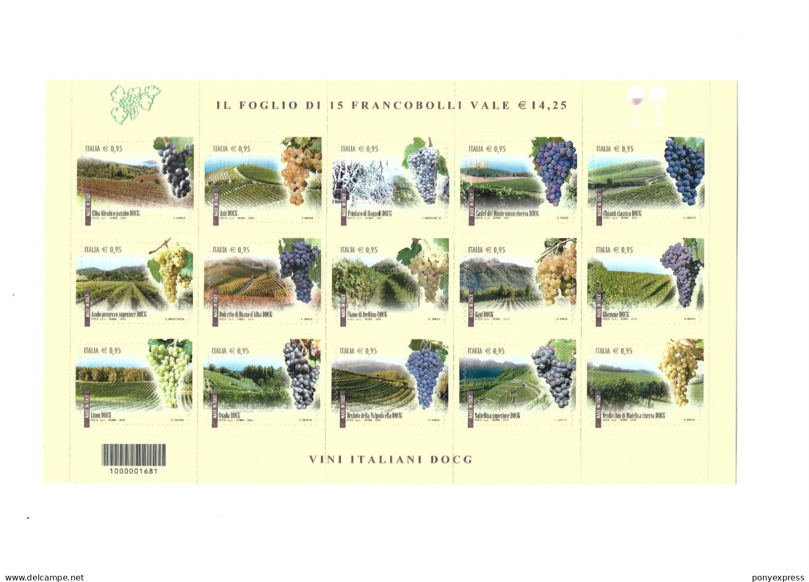 Foglio Vini Italiani, Bloc Feuillet Vins Italien De 2015 MNH** - 2011-20: Neufs