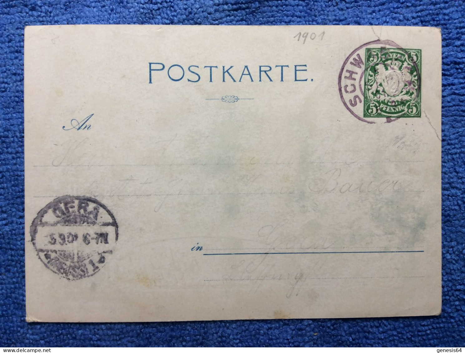 Altdeutschland Bayern. PP 15 C38/01 (1ZKPVT019) - Enteros Postales