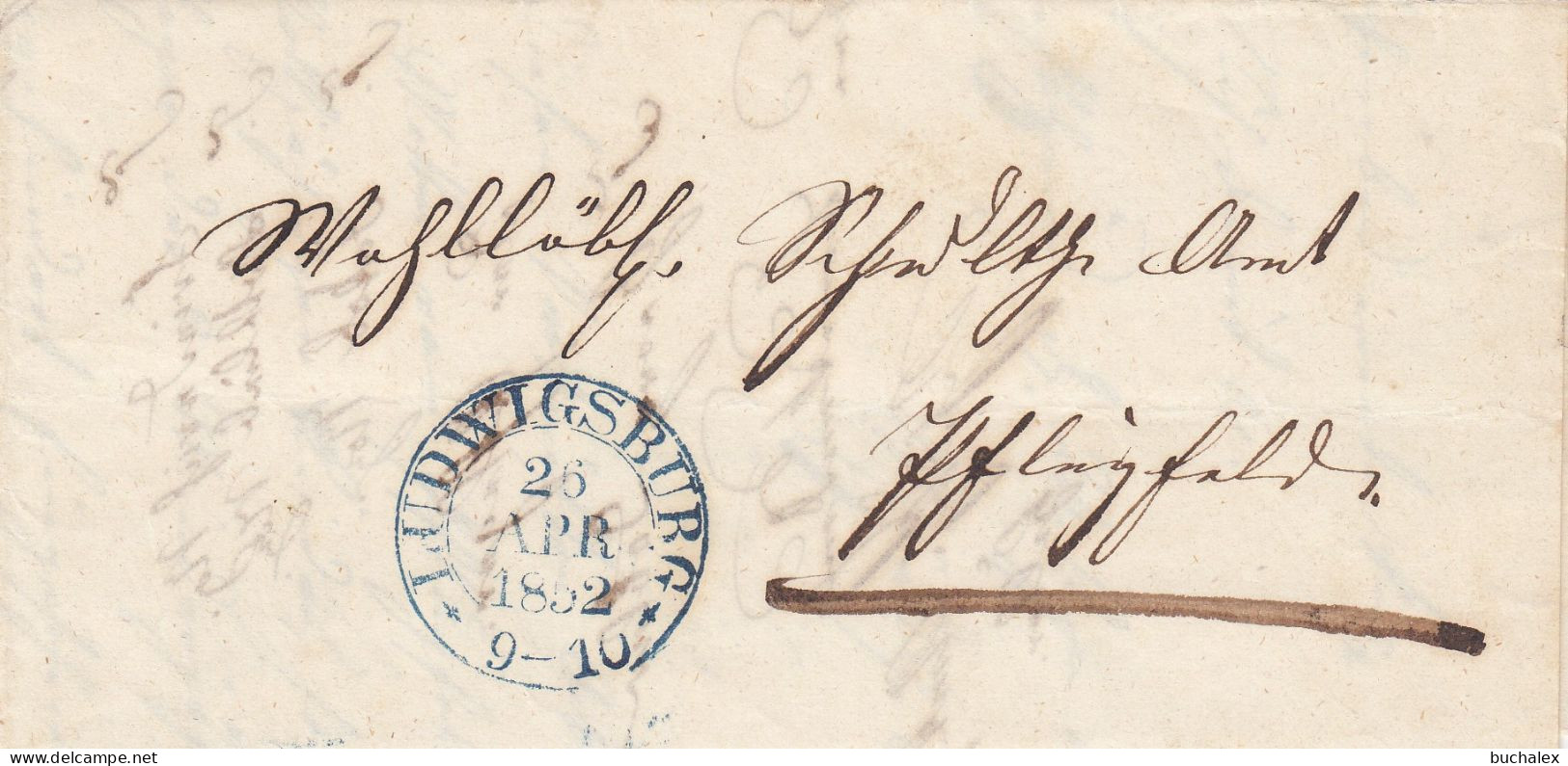 Vollständiger Vorphilabrief - 1852 - Von Ludwigsburg Nach ? - Prephilately