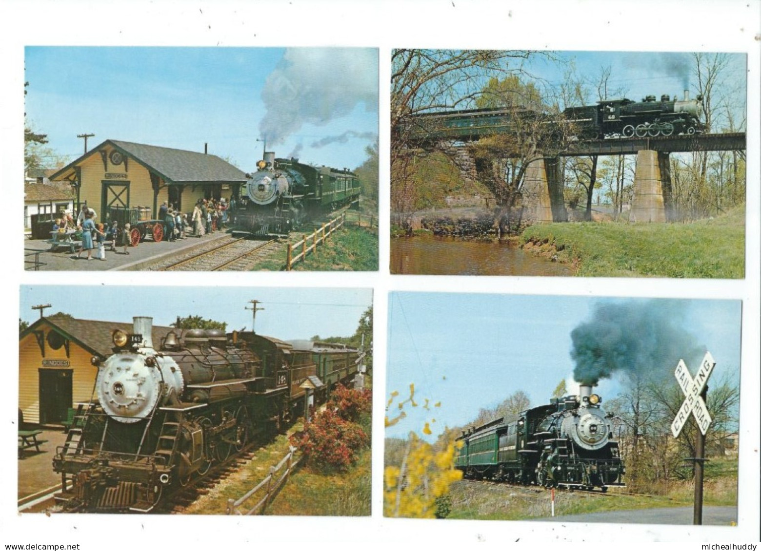 4 POSTCARDS U.S.A.NARROW GUAGE RAILWAY  BLACK RIVER AND WESTERN RAILROAD  NEW JERSEY - Trains