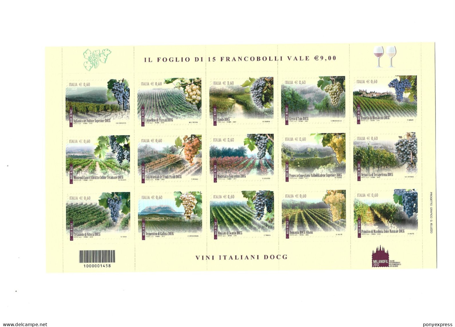 Foglio Vini Italiani, Bloc Feuillet Vins Italiens De 2012 MNH** - 2011-20: Ungebraucht