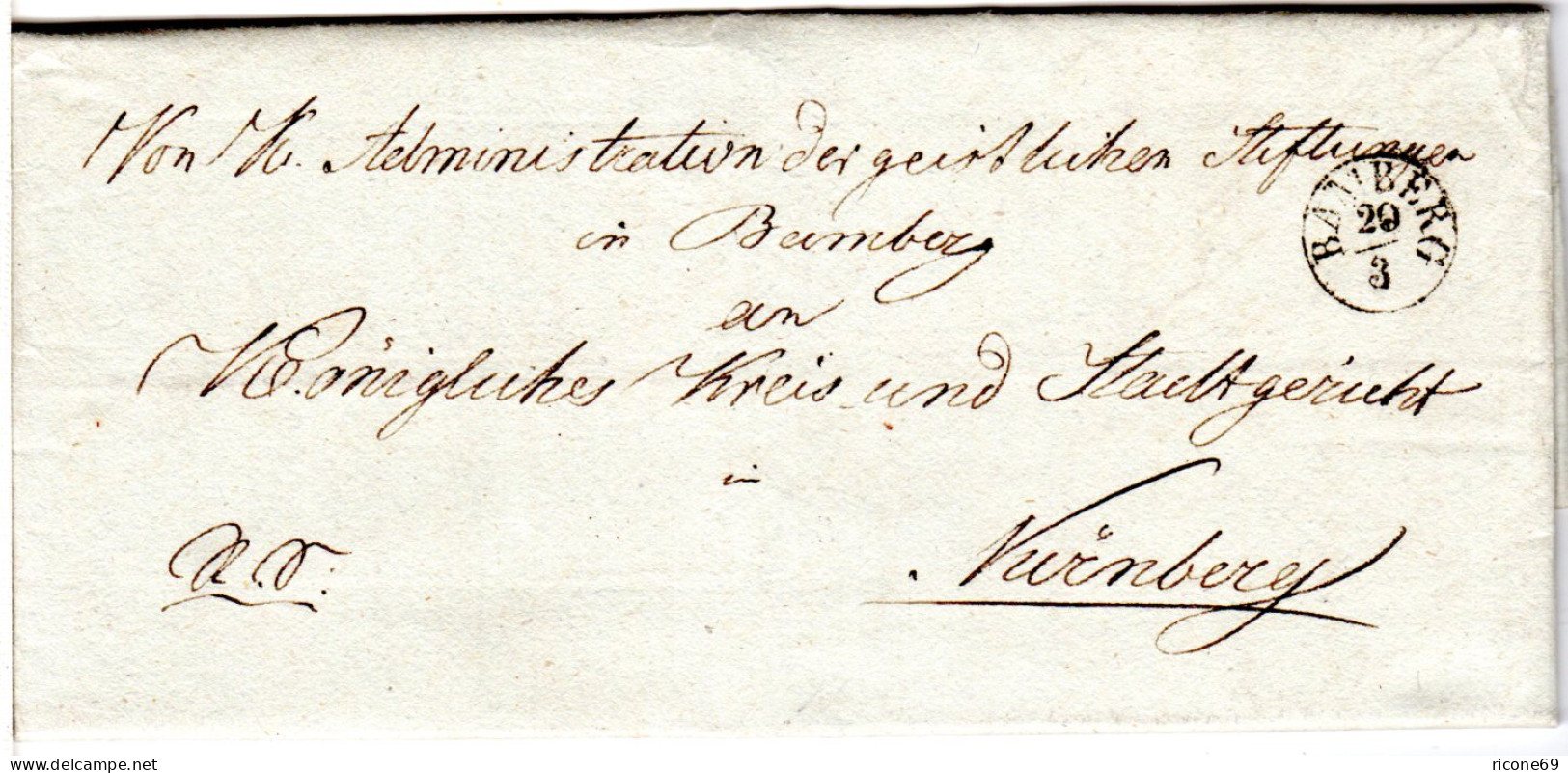 Bayern 1841, Fingerhut Stpl. Bamberg Klar Auf Sauberem Brief N. Nürnberg - Prefilatelia