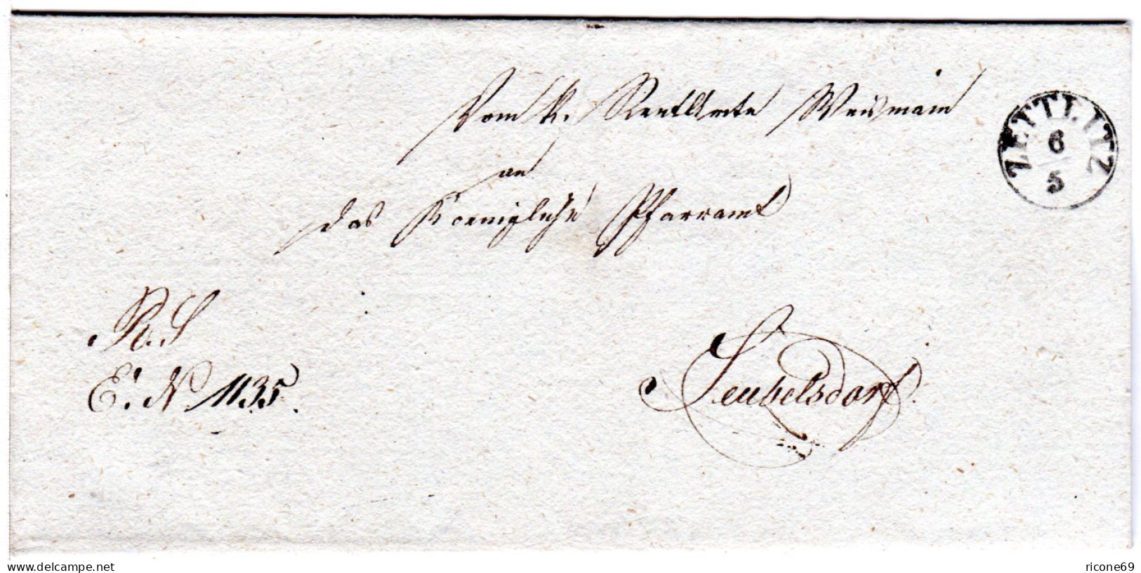 Bayern 1840, Fingerhut Stpl. ZETTLITZ Auf Sauberem Brief V. Weismain  - Prephilately