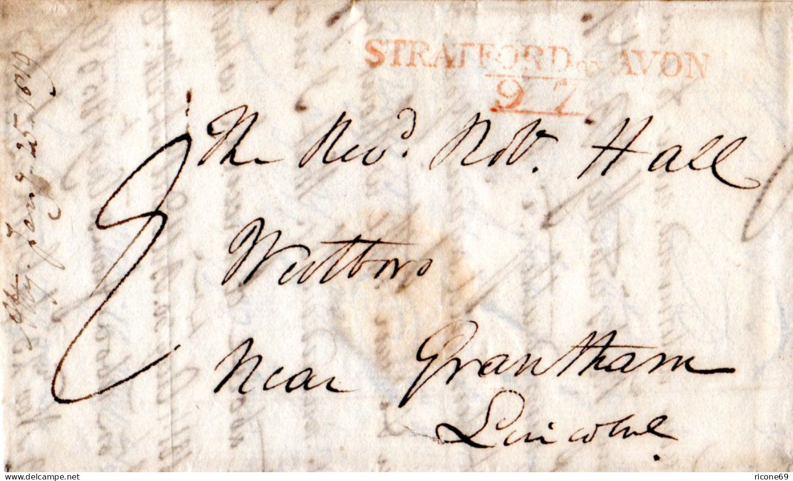 GB 1819, Roter Scotland L2 STRATFORD ON AVON 97 Auf Brief N. Grantham - Sonstige & Ohne Zuordnung