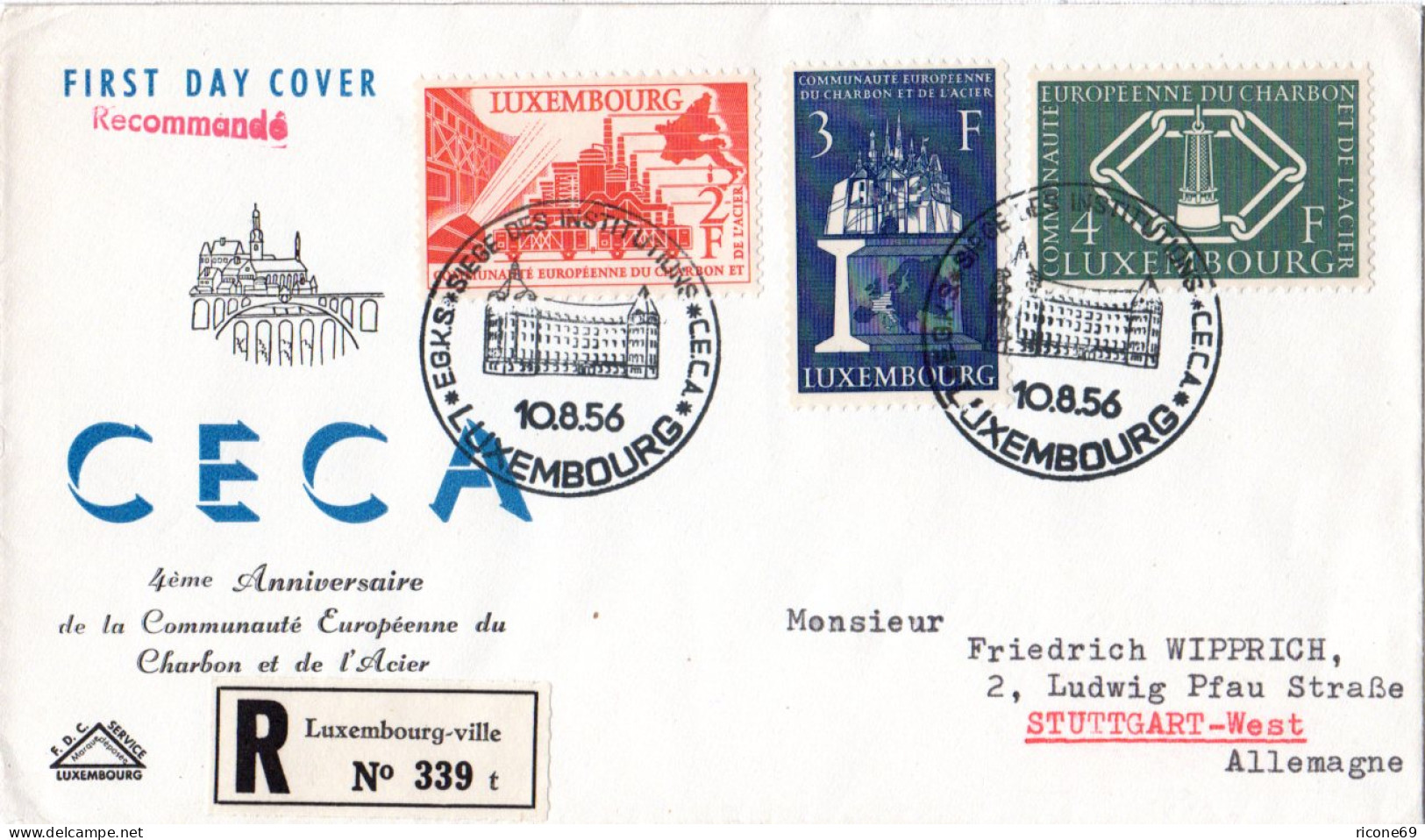 Luxemburg 552-554, 4 Jahre Montanunion Kpl. Auf Reko FDC - Fábricas Y Industrias