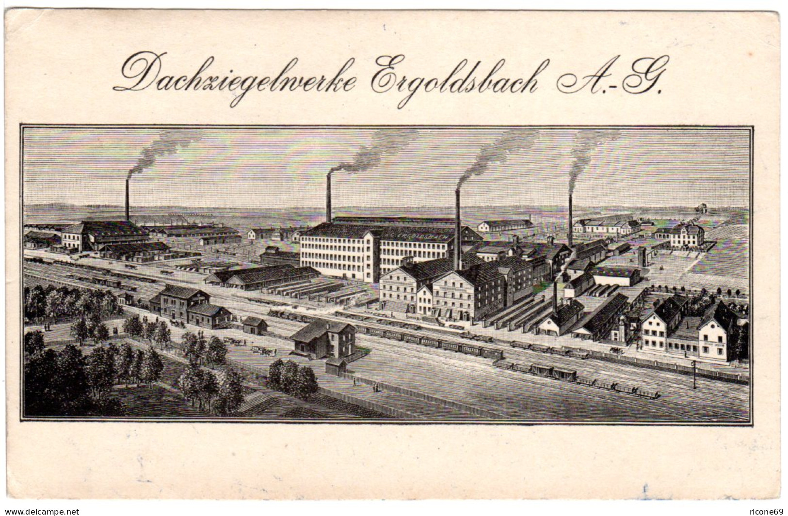 Ergoldsbach, Dachziegelwerke A.-G., Ungebr. Sw-AK M. Bahnhof U. Eisenbahn - Autres & Non Classés