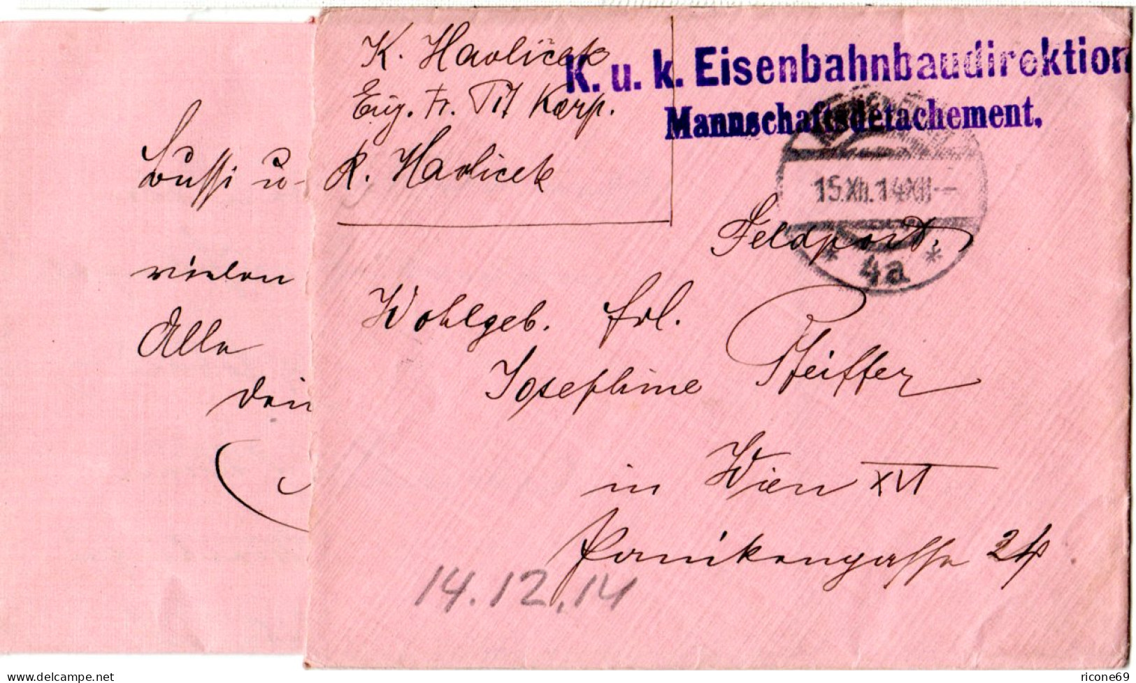 Österreich 1914, Eisenbahn Baudirektion FP-Brief V. Korneuburg M. Kpl. Inhalt - Brieven En Documenten