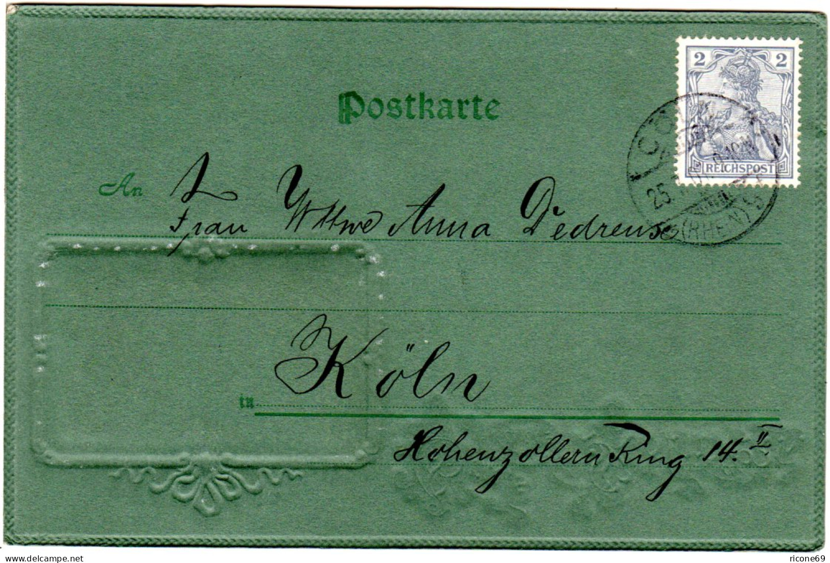 Gruss Aus Köln, Attraktive, 1901 M. 2 Pf. Germania Reichspost Gebr. Präge-AK - Sonstige & Ohne Zuordnung