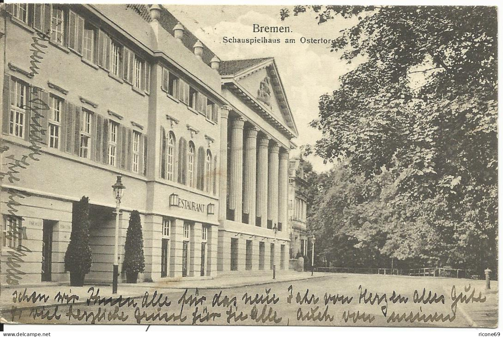 Bremen, Schauspielhaus M. Restaurant, 1919 Gebr. Sw AK N. Norwegen - Sonstige & Ohne Zuordnung