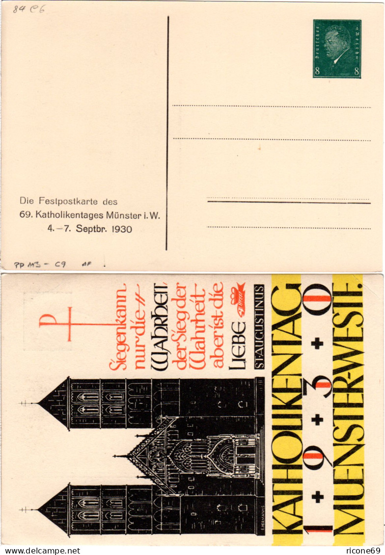 DR, Ungebr. 8 Pf. Privatganzsachenkarte Katholikentag 1930 Münster-Westfalen  - Other & Unclassified