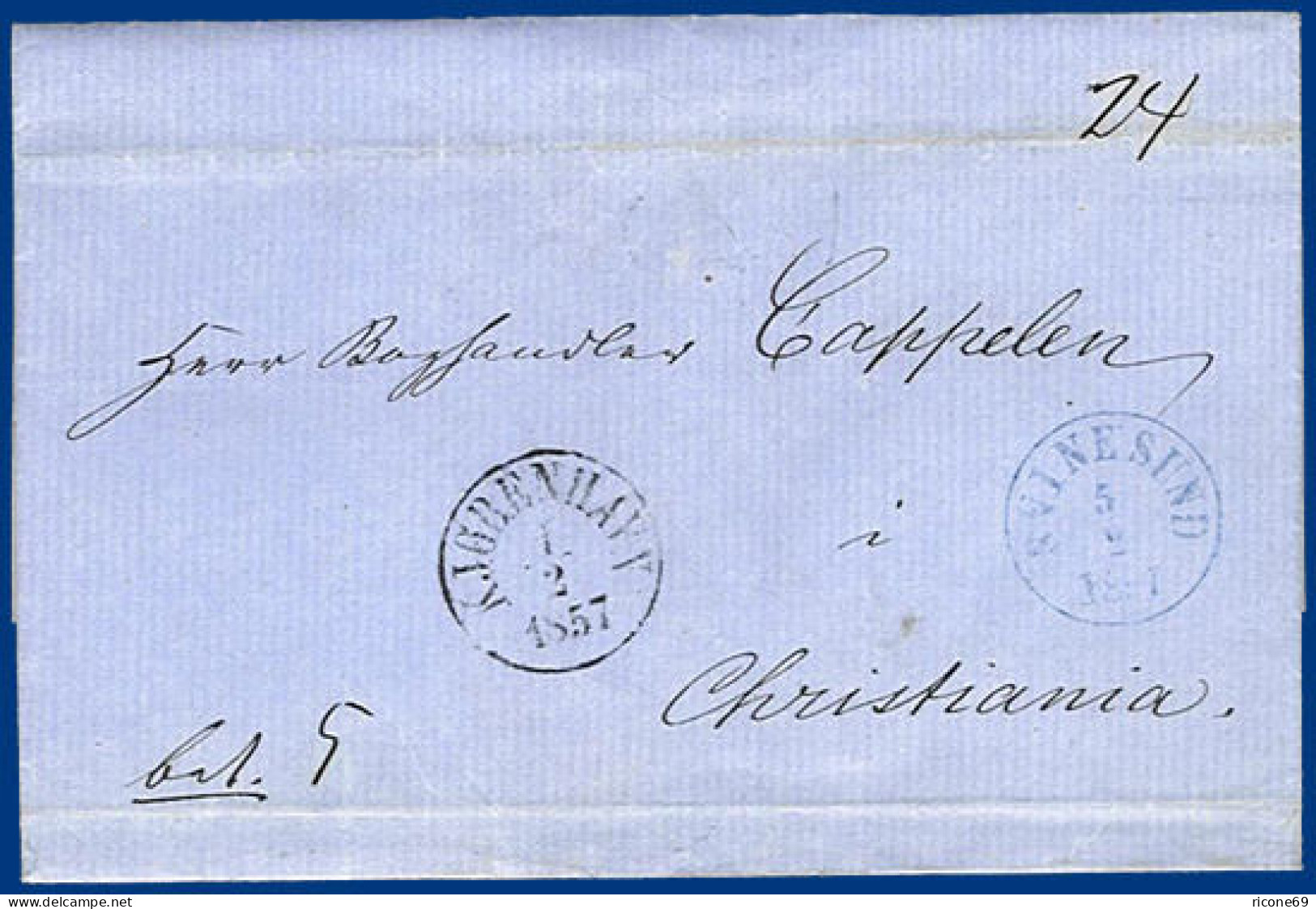 Dänemark, Frankobrief Via Schweden N. Norwegen 1857. #S364 - Sonstige & Ohne Zuordnung