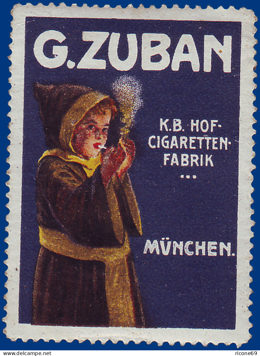 G. Zuban München, K.B.Hof Zigaretten Fabrik, Alte Vignette. Thematik Tabak #S748 - Tabak