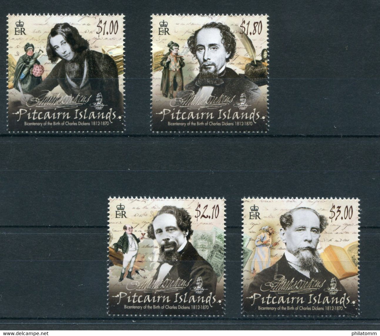 Pitcairn - Mi.Nr. 869 / 872 - "200. Geburtstag Charles Dickens" ** / MNH (aus Dem Jahr 2012) - Islas De Pitcairn