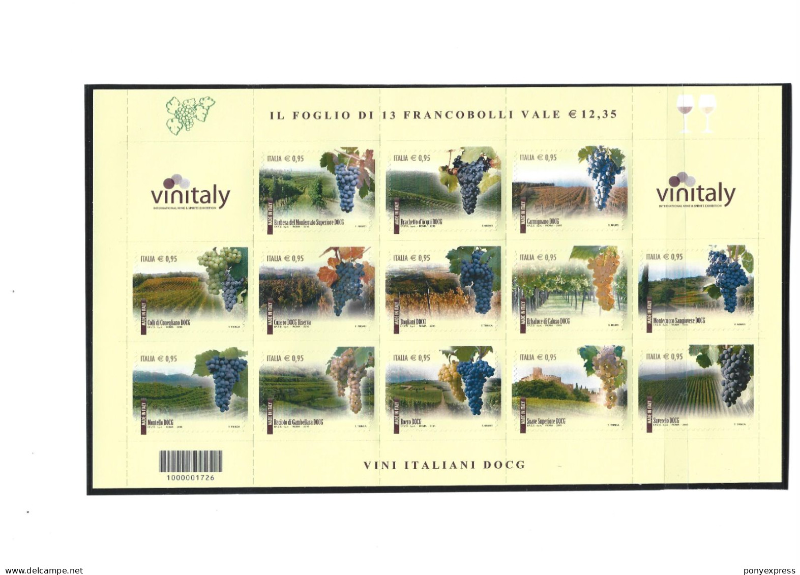 Foglio Vini Italiani, Bloc Feuillet Vins Italiens De 2016 MNH** - 2011-20: Neufs