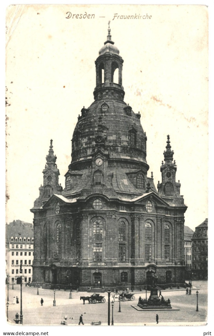 Dresden Frauenkirche 1909 Used Real Photo Postcard Sent To Tartu, Estonia. Publisher Alfred Hartmann Dresden, No 1464 - Dresden