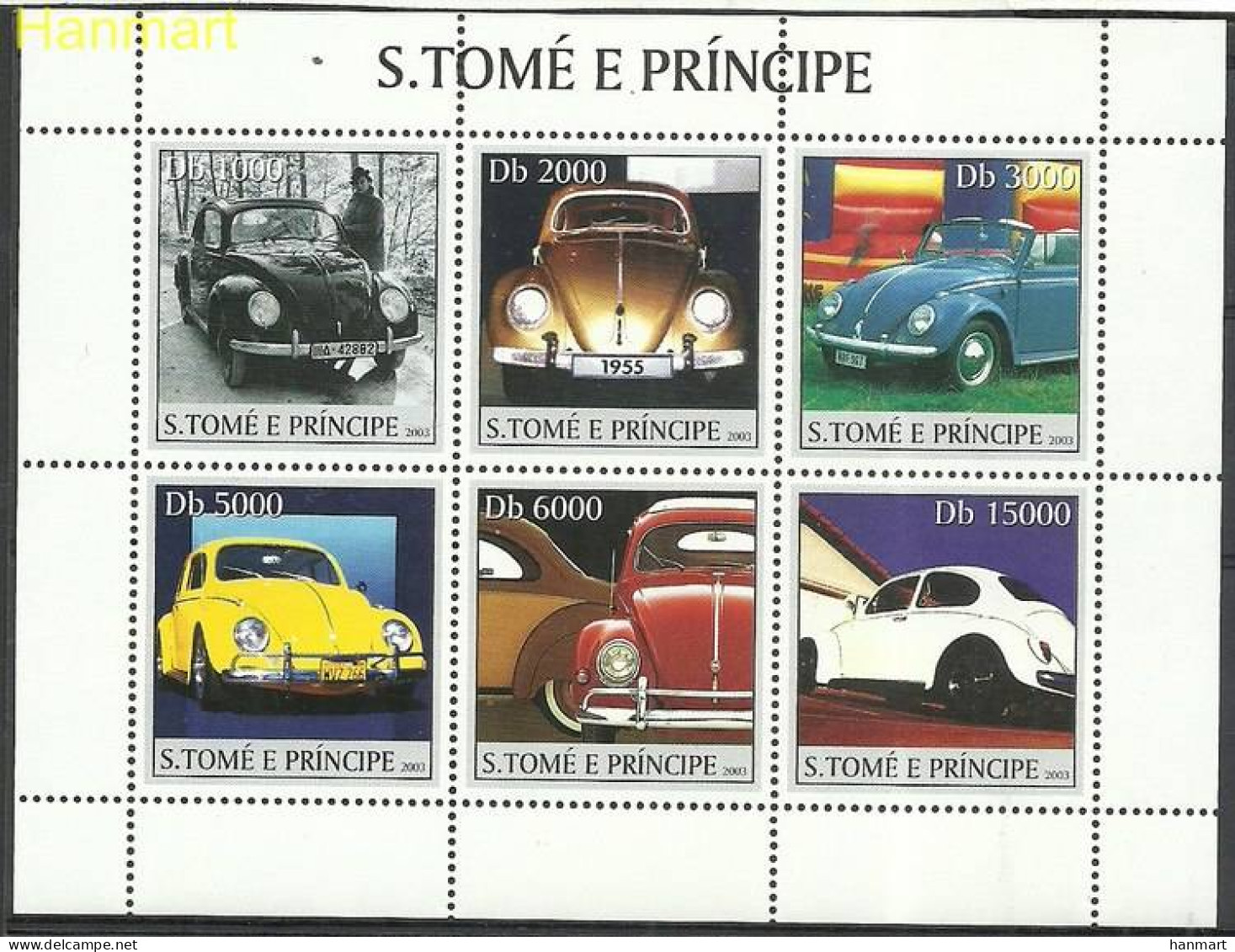 Sao Tome And Principe 2003 Mi Sheet2235-2240 MNH  (ZS6 STPark2235-2240) - Autos