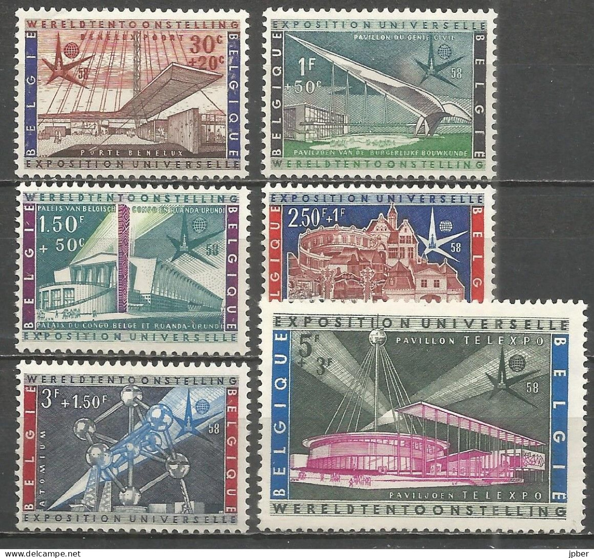 Belgique - Exposition Universelle De Bruxelles 1958 - N°1047 à 1052 * - Ongebruikt