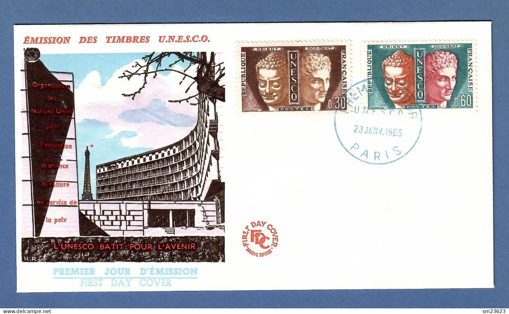 Frankreich 1965   Mi.Nr. 4+5 , Dienstmarken Für Die UNESCO - FDC Premier Jour 23. JANV.1965 PARIS - Briefe U. Dokumente