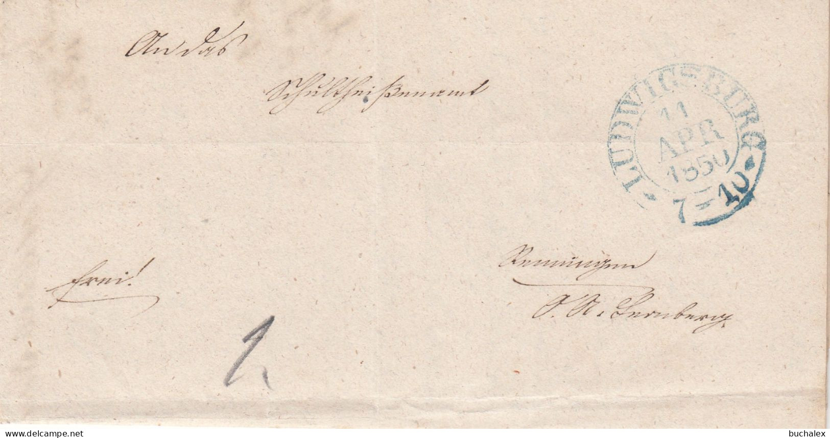 Vollständiger Vorphilabrief - 1850 - Von Ludwigsburg Nach Renningen - Prephilately