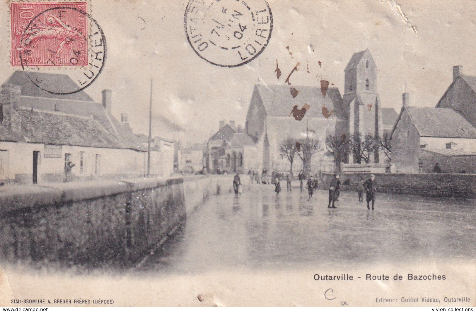 Outarville (45 Loiret) Lot De 3 Cartes "en L'état" Place Du Marché Et Routes De Melleray Et De Bazoches - édit. Videau - Other & Unclassified