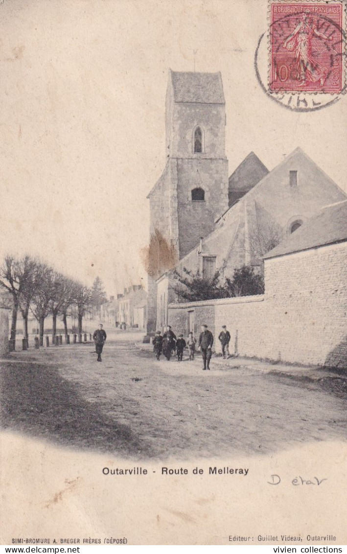 Outarville (45 Loiret) Lot De 3 Cartes "en L'état" Place Du Marché Et Routes De Melleray Et De Bazoches - édit. Videau - Andere & Zonder Classificatie