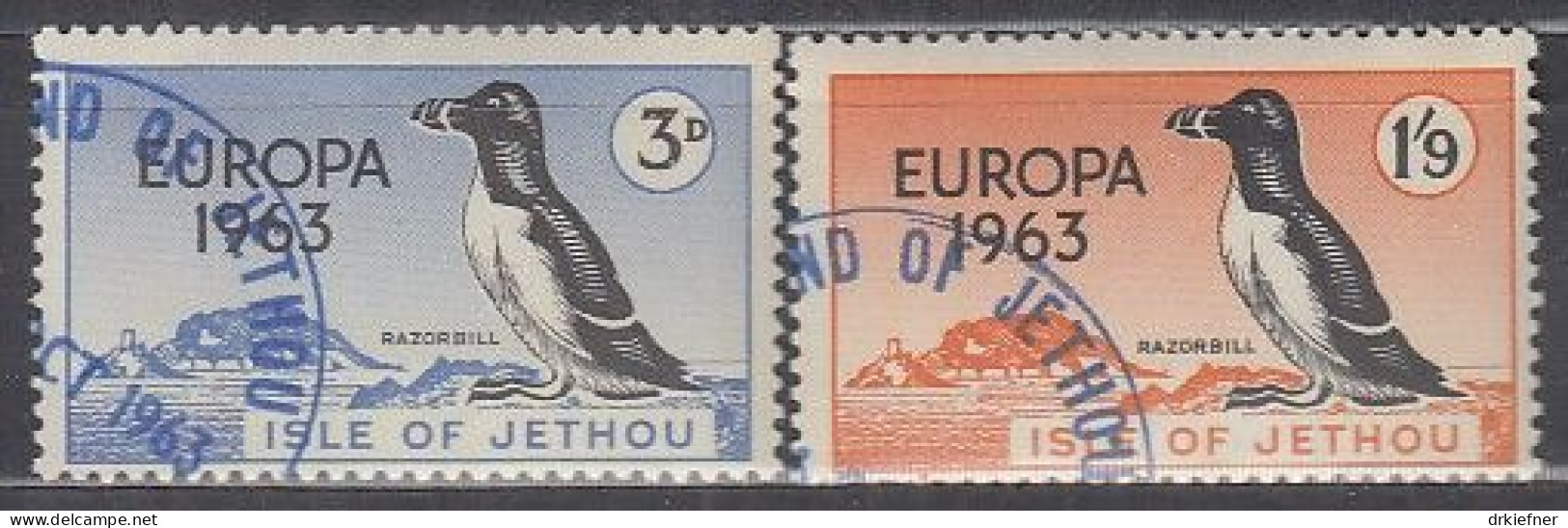 INSEL JETHOU (Guernsey), Nichtamtl. Briefmarken, 2 Marken, Gestempelt, Europa 1963, Vögel - Guernesey