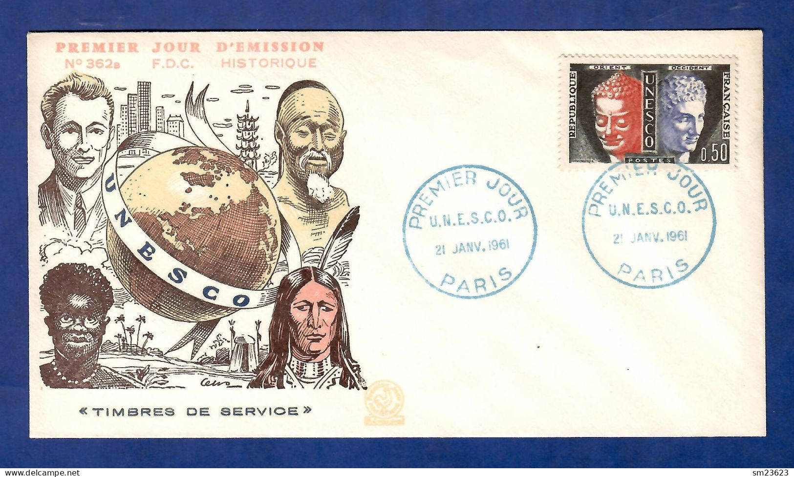 Frankreich 1961   Mi.Nr. 3 , Dienstmarken Für Die UNESCO - FDC Premier Jour 21. JANV.1961 PARIS - Cartas & Documentos