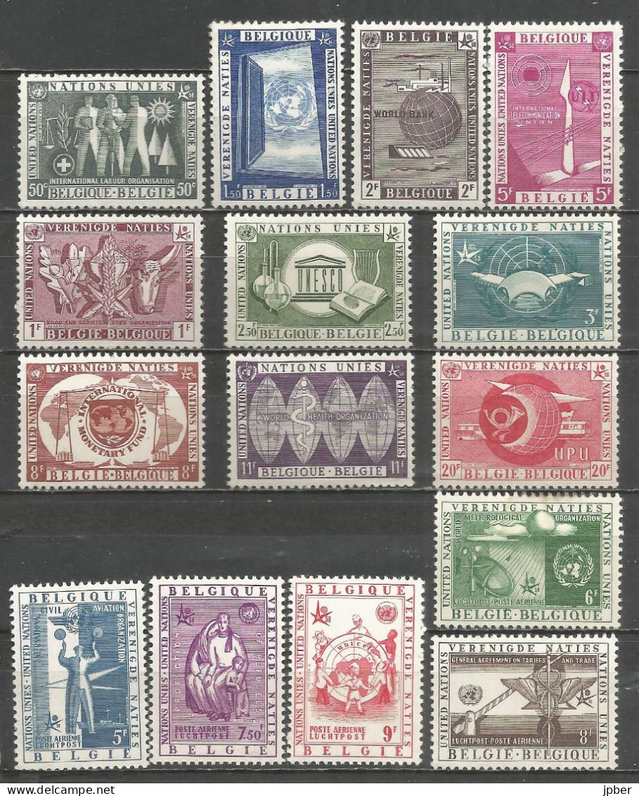 Belgique - Exposition Universelle De Bruxelles 1958 - Nations Unies - N°1053 à 1062 + PA30 à 34 * - Unused Stamps