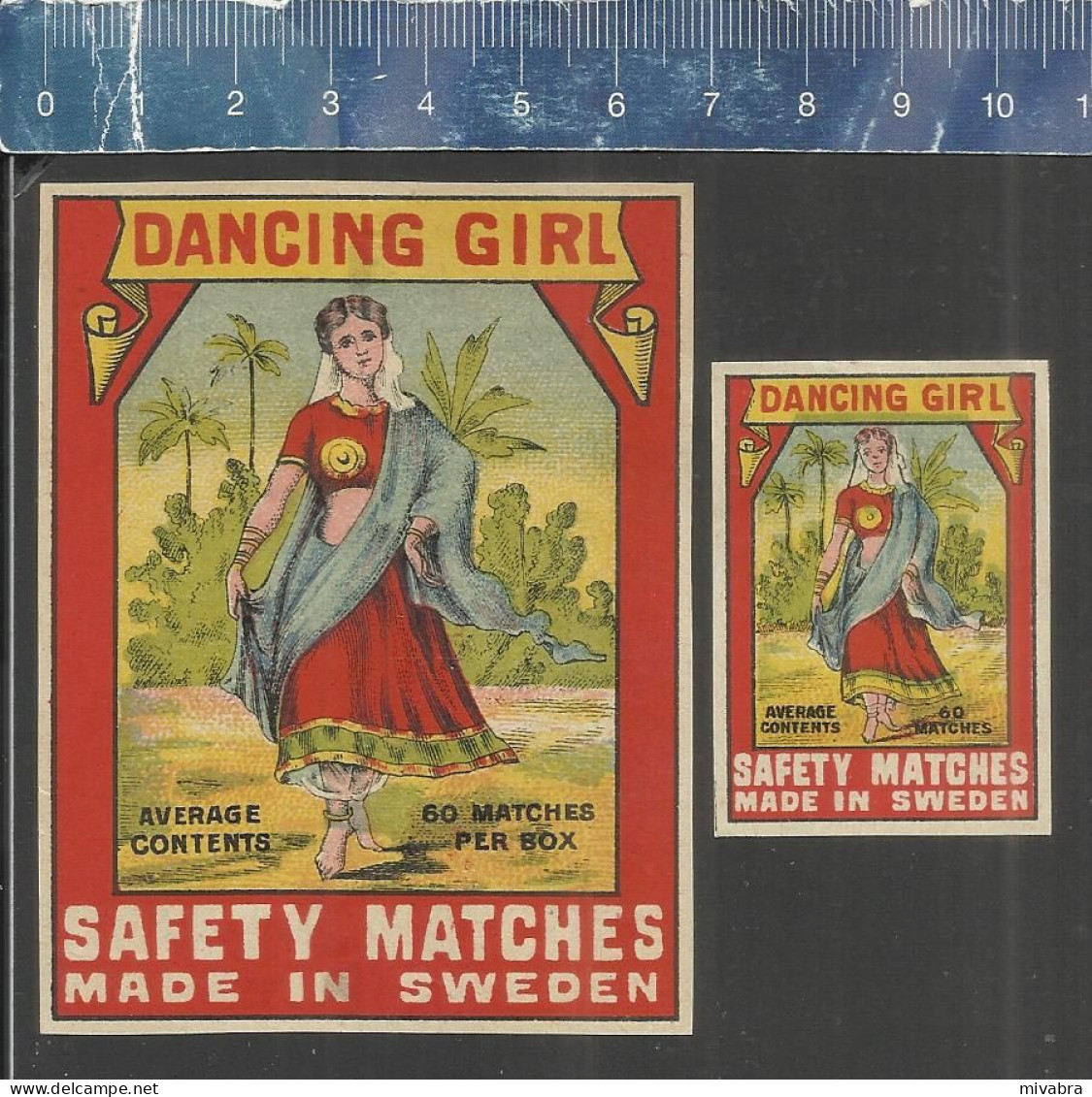 DANCING GIRL ( AVERAGE CONTENTS 60 MATCHES PER BOX) - OLD VINTAGE MATCHBOX LABELS MADE IN SWEDEN - Zündholzschachteletiketten