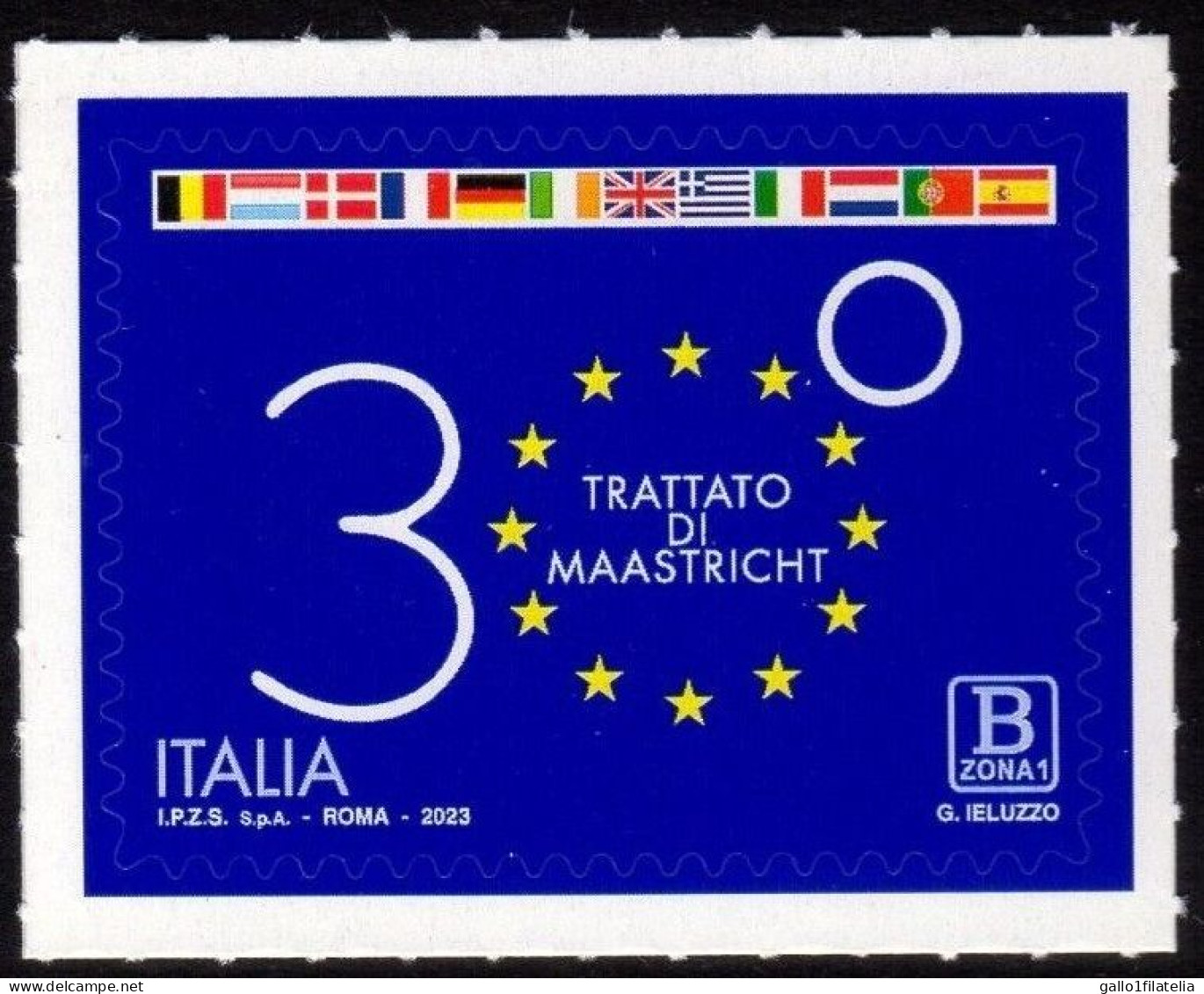 2023 - ITALIA / ITALY - 30 ANNI DEL TRATTATO DI MAASTRICHT - 30 YEARS OF THE MAASTRICHT TREATY. MNH - 2021-...: Nieuw/plakker