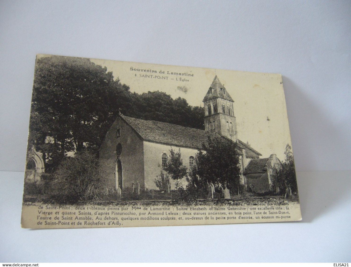 SOUVENIR DE LAMARTINE SAINT POINT  71 SAONE ET LOIRE L'EGLISE CPA - Andere & Zonder Classificatie