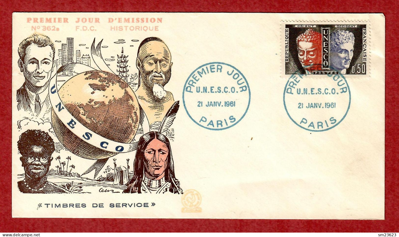 Frankreich 1961   Mi.Nr. 3 , Dienstmarken Für Die UNESCO - FDC Premier Jour 21. JANV.1961 PARIS - Cartas & Documentos