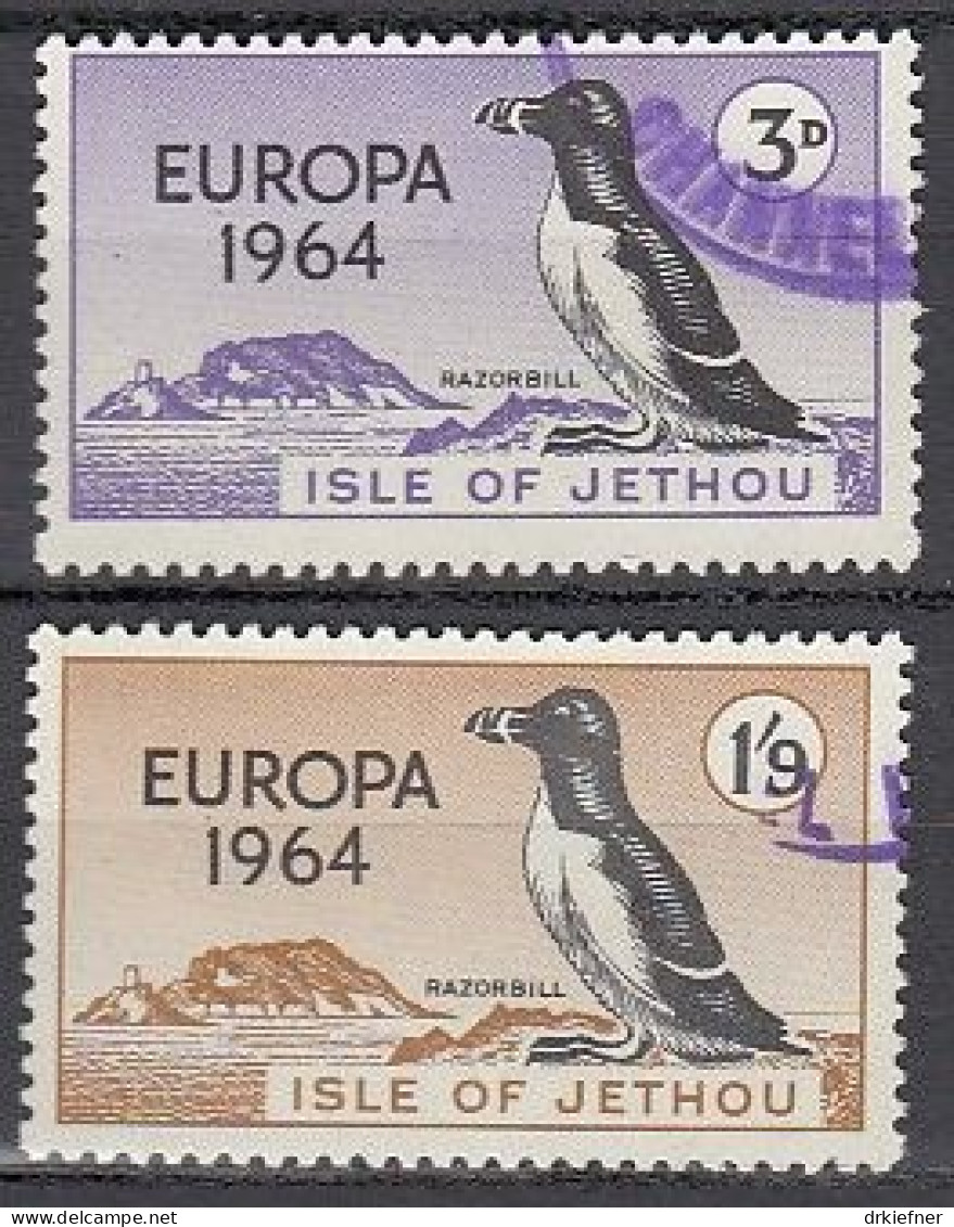 INSEL JETHOU (Guernsey), Nichtamtl. Briefmarken, 2 Marken, Gestempelt, Europa 1964, Vögel - Guernesey