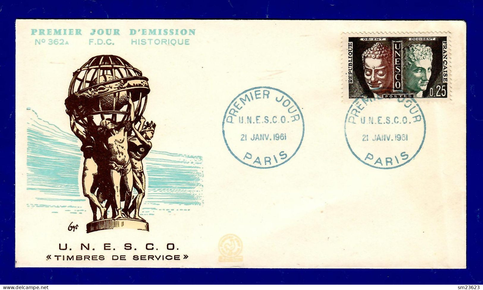 Frankreich 1961   Mi.Nr. 2 , Dienstmarken Für Die UNESCO - FDC Premier Jour 21. JANV.1961 PARIS - Cartas & Documentos