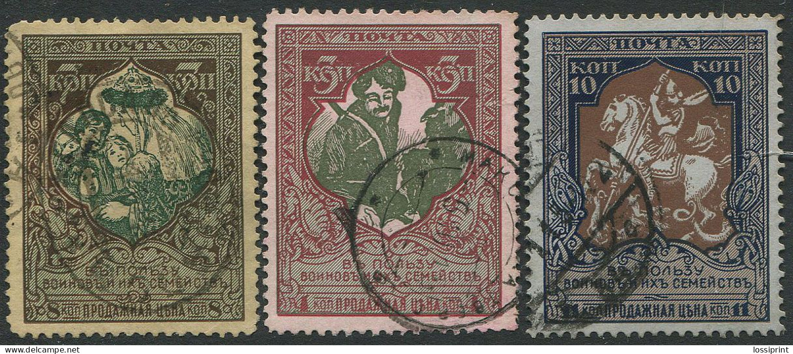 Russia:Used Stamps 3, 7 And 10 Copecks 11½ 1914 - Used Stamps