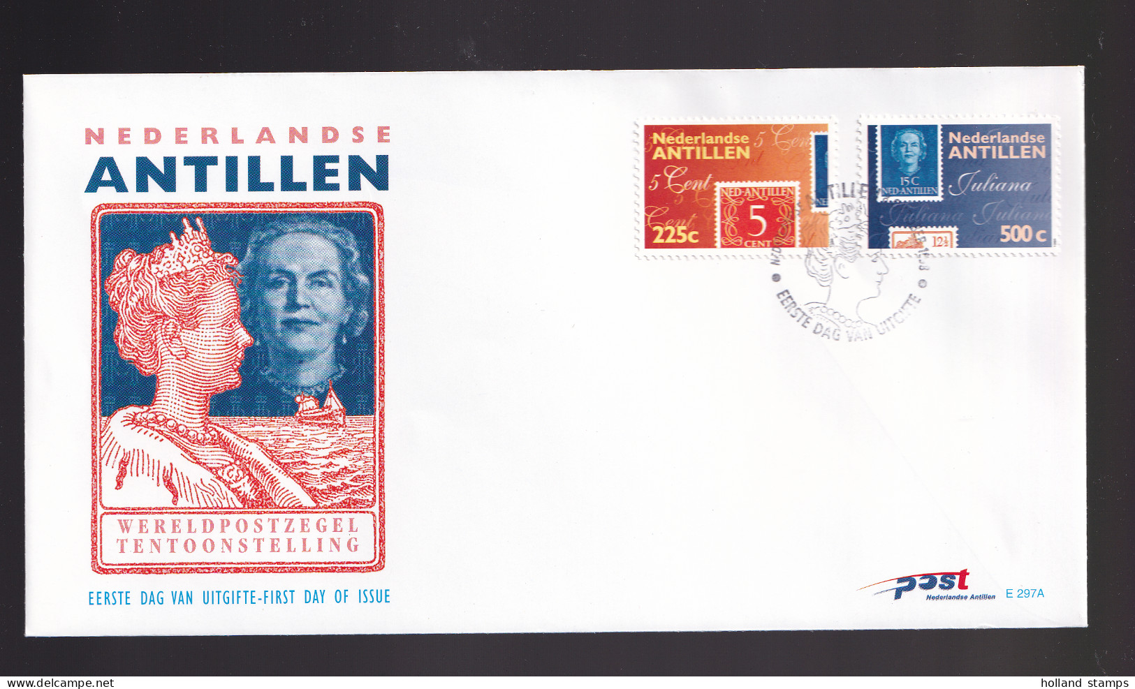 Nederlandse Antillen E297A * FDC  -  Antilles 1998 * POSTZEGELS OP POSTZEGELS * STAMPS ON STAMPS * OPEN KLEP - Curacao, Netherlands Antilles, Aruba