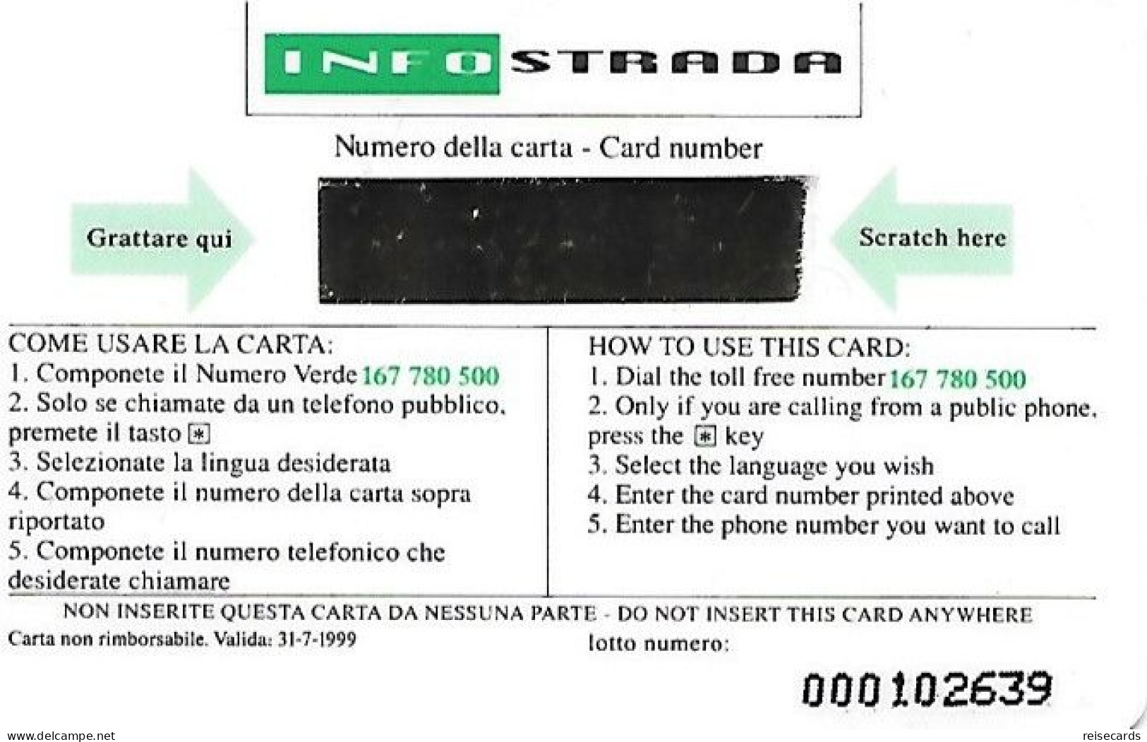 Italy: Prepaid Infostrada - New Extradialoga. Mint - [2] Tarjetas Móviles, Prepagadas & Recargos