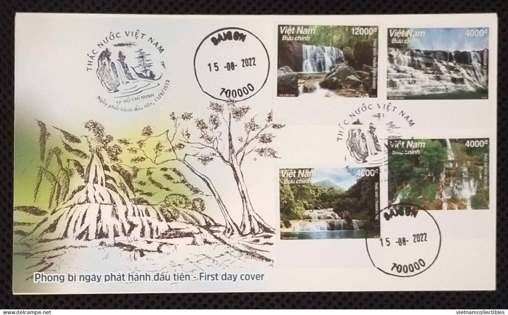 FDC Vietnam Viet Nam Cover With Imperf Stamps 2022 : Vietnamese Waterfalls / Waterfall / Nature (Ms1161) - Viêt-Nam