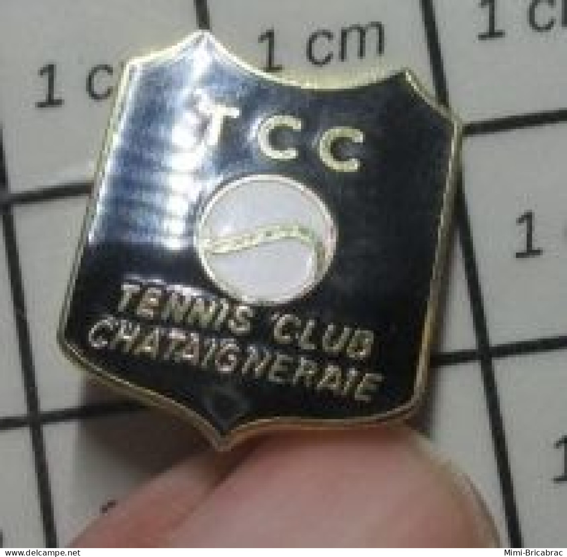 819 Pin's Pins / Beau Et Rare / SPORTS / TCC TENNIS CLUB CHATAIGNERAIE BALLE JAUNE Blanche ... - Tennis