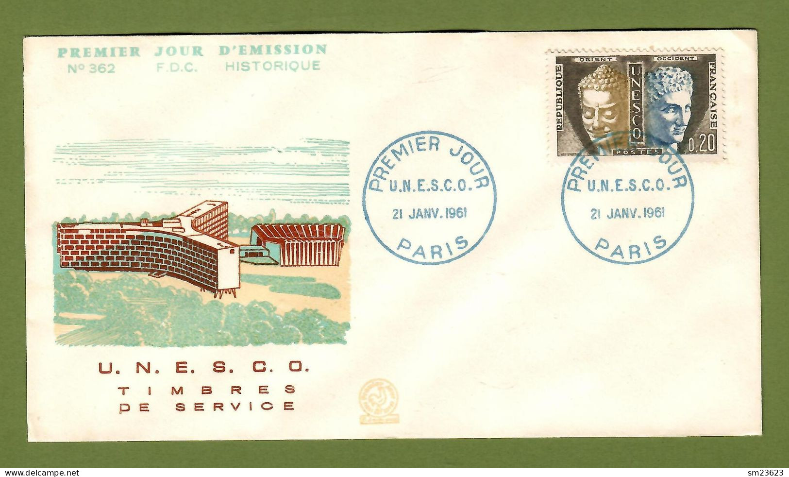 Frankreich 1961   Mi.Nr. 1 , Dienstmarken Für Die UNESCO - FDC Premier Jour 21. JANV.1961 PARIS - Covers & Documents