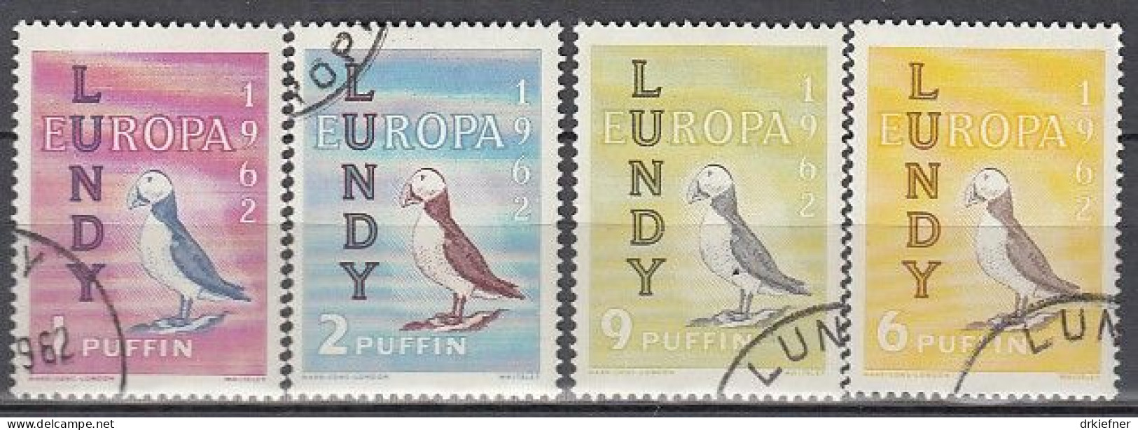 INSEL LUNDY (Wales), Nichtamtl. Briefmarken, 4 Marken, Gestempelt, Europa 1962, Vögel - Galles