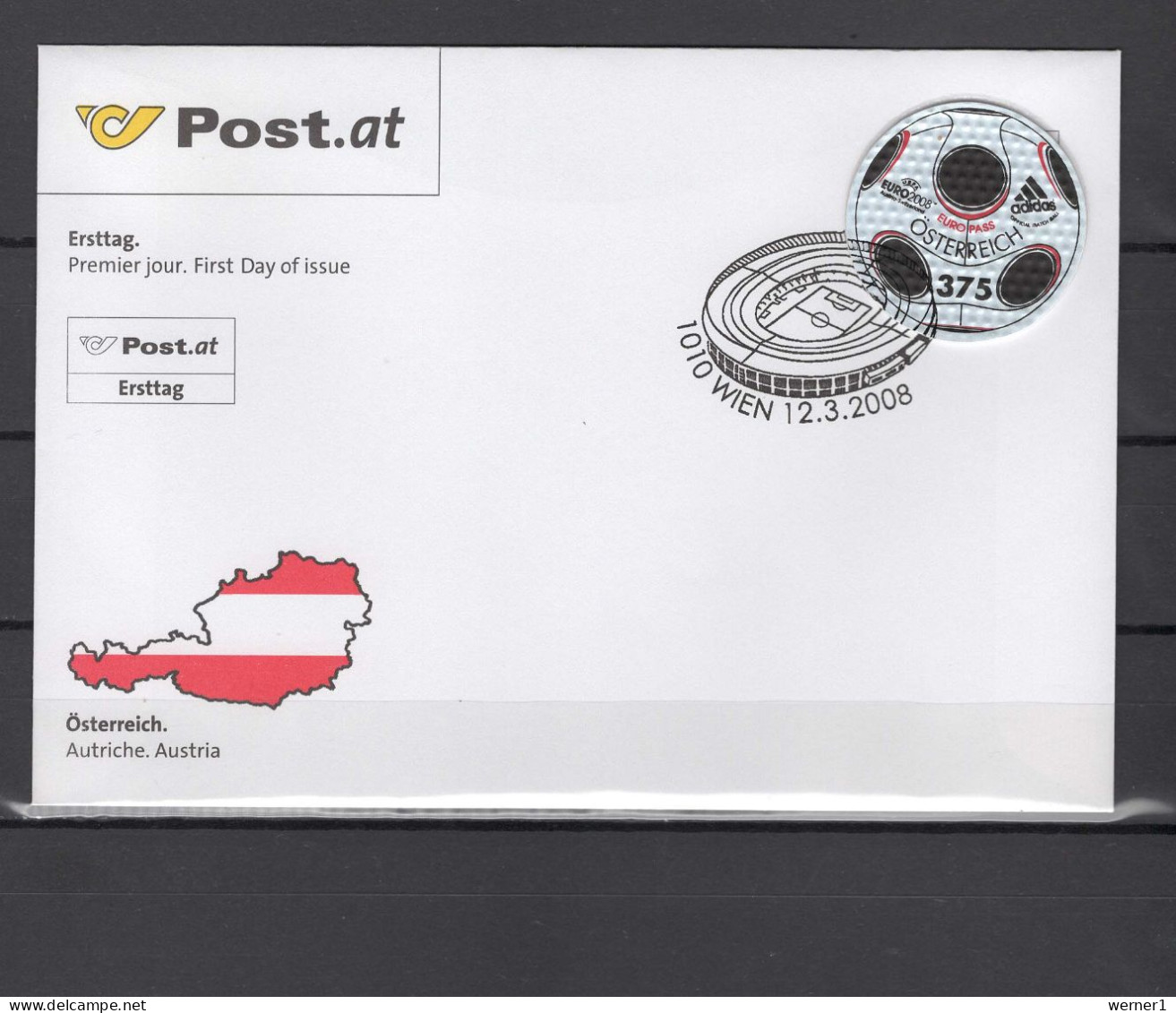 Austria 2008 Football Soccer European Championship Self Adhesive Stamp On FDC - Europei Di Calcio (UEFA)