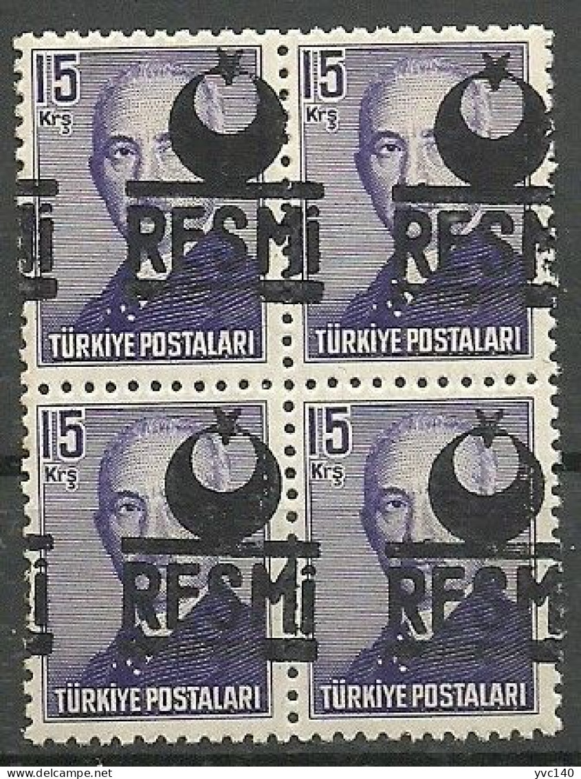 Turkey; 1954 Official Stamp 15 K. ERROR "Shifted Overprint" - Dienstmarken