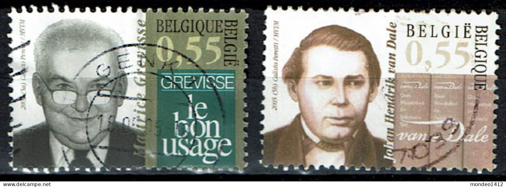 België OBP 3353/54 - Onze Taal, "Our" Language M. Grevisse  JH. Van Dale - Used Stamps