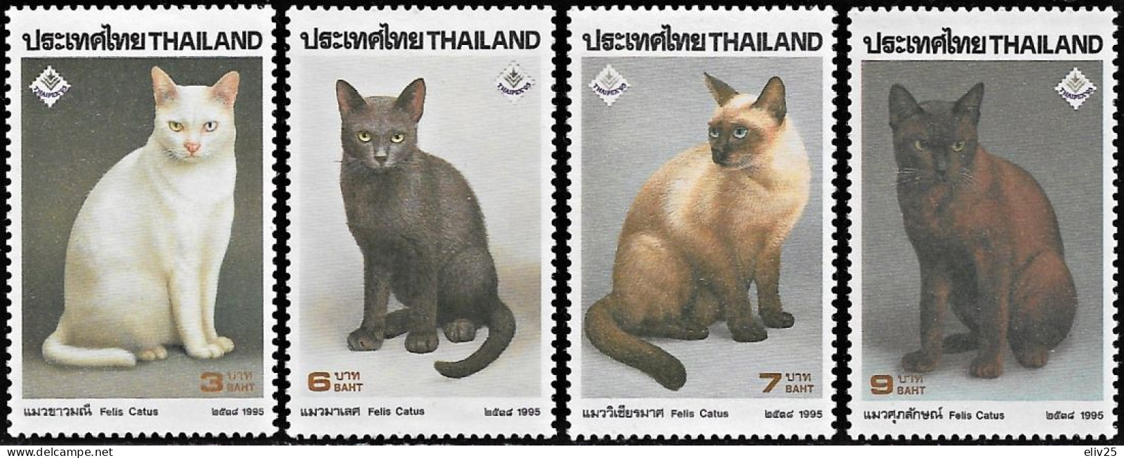 Thailand 1995, Cats - 4 V. MNH - Katten