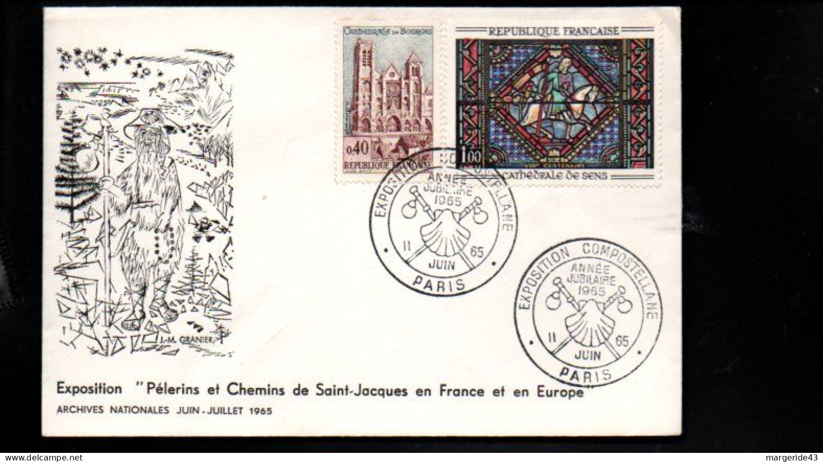 EXPOSITION COMPOSTELLE à PARIS 1968 - Handstempel