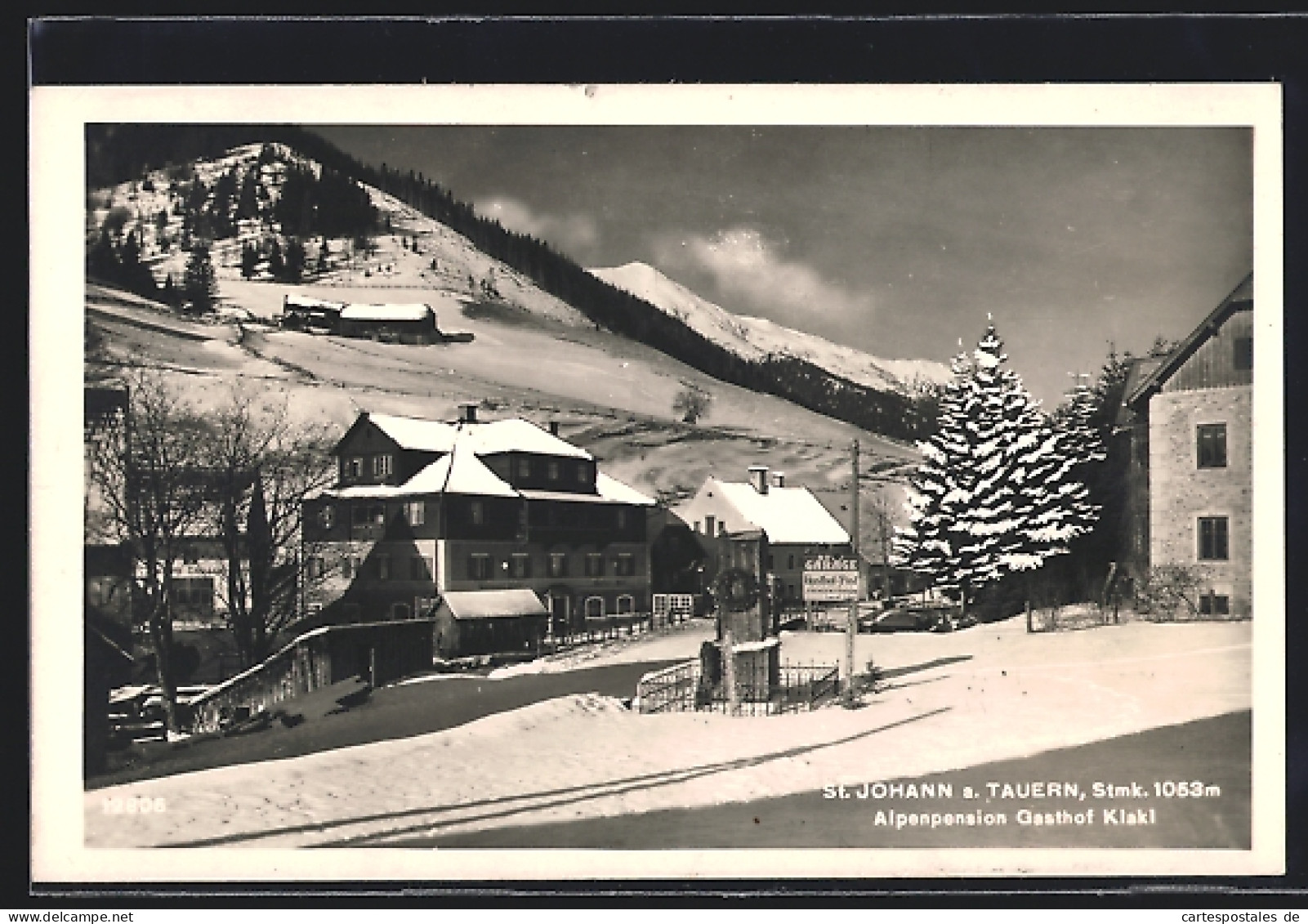 AK St. Johann Am Tauern, Pension Gasthof Klakl Im Winter, Ortspartie  - Autres & Non Classés