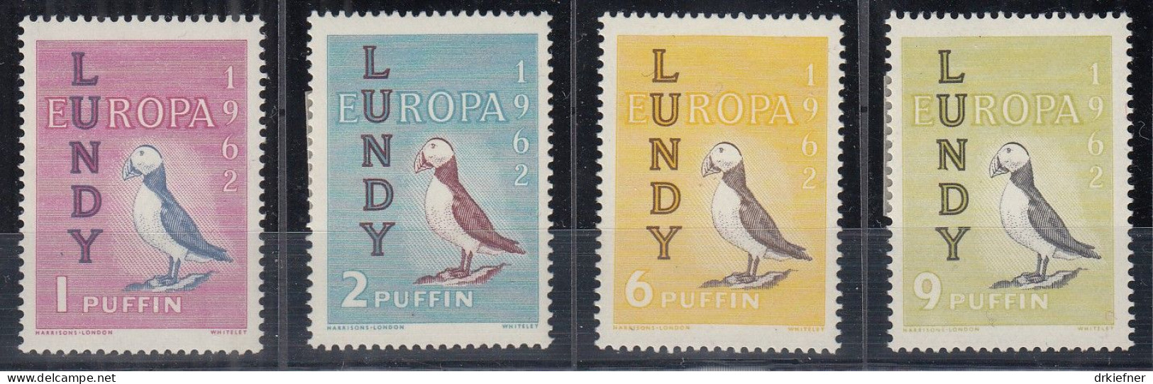 INSEL LUNDY (Wales), Nichtamtl. Briefmarken, 4 Marken, Ungebraucht **, Europa 1962, Vögel - Gales